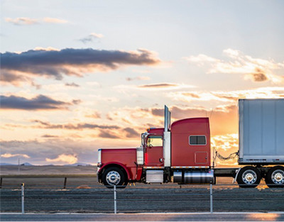 A tractor-trailer rig.